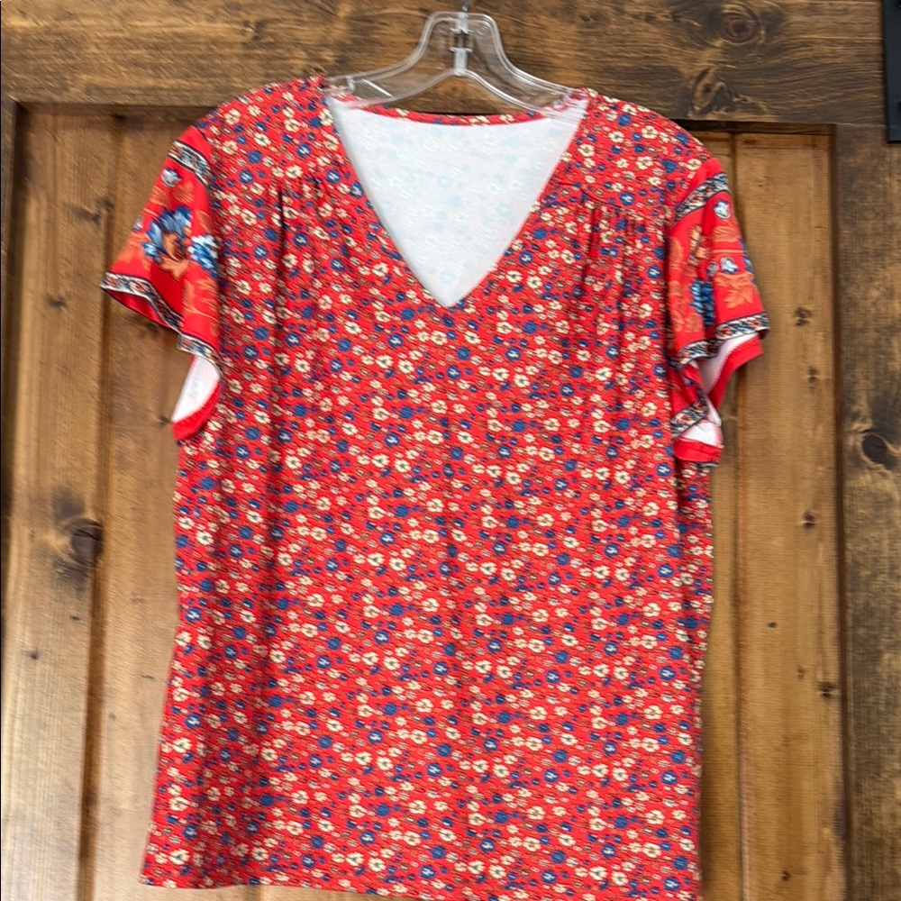 Floral Red Women's Top NWOT
